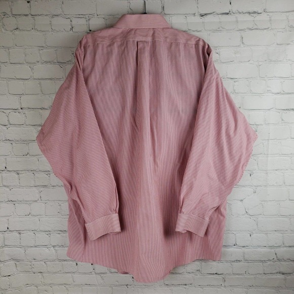 Brooks Brothers Traditional Non Iron Pink/Red Striped L/S Mens Dress Button Up - Picture 5 of 11